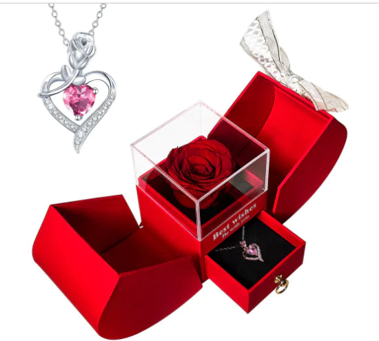 Weißgoldkette mit Echter Rose