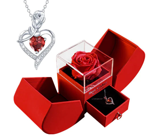 Weißgoldkette mit Echter Rose