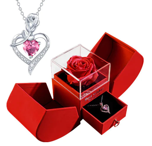 Weißgoldkette mit Echter Rose